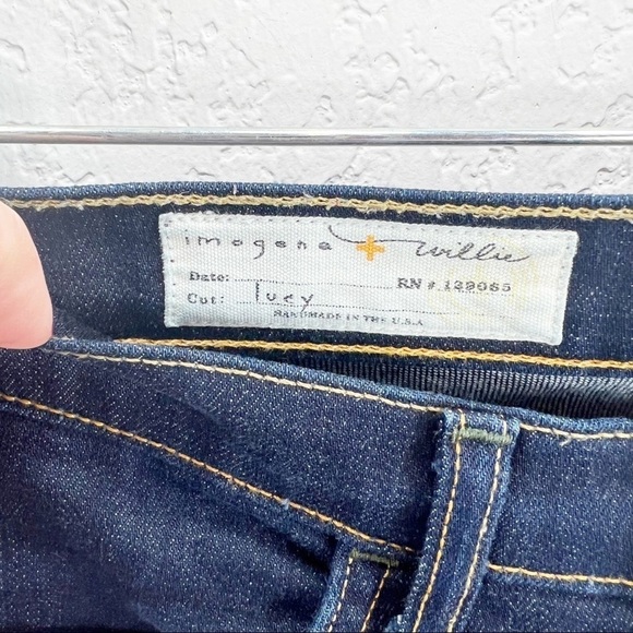 Imogene + Willie Lucy Dark Wash Mid Rise Jeans Stretchy Skinny Blue Size 25R - Picture 6 of 9
